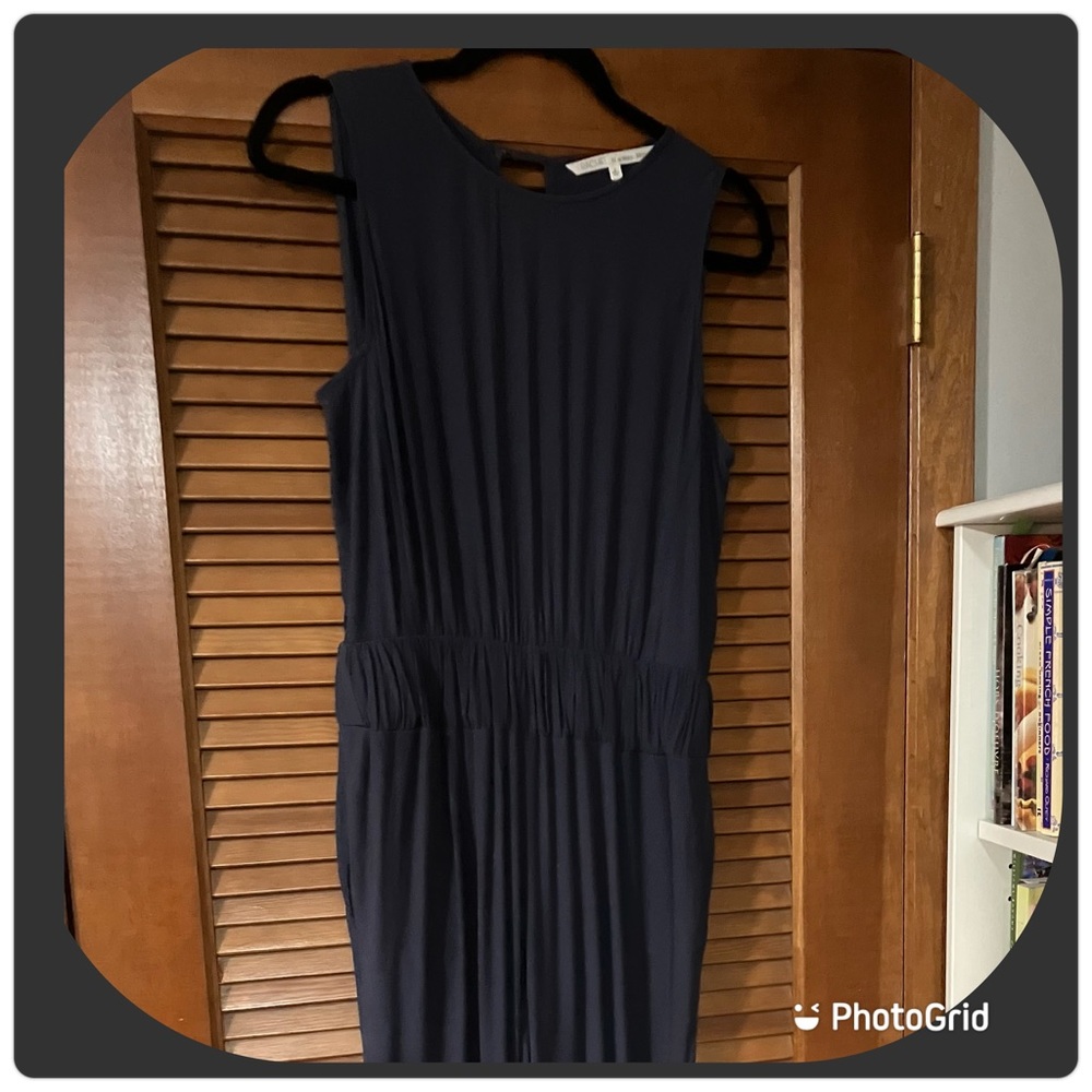 Rachel Rachel Roy, slate gray jumpsuit. Elasticized waist, open back slit. SizeS